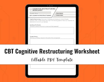 CBT Cognitive Restructuring Worksheet | Therapy Tool (Digital Download)