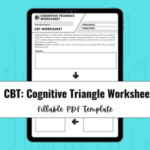 CBT Cognitive Triangle Worksheet | Downloadable PDF | Cognitive Behavioral Therapy Worksheet | Editable | For Counselors and Therapists