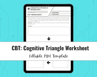 Feuille de travail sur le triangle cognitif de la TCC | Outil de thérapie (PDF téléchargeable)