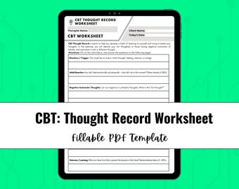 CBT Thought Record Worksheet | Cognitive Behavioral Therapy (PDF)