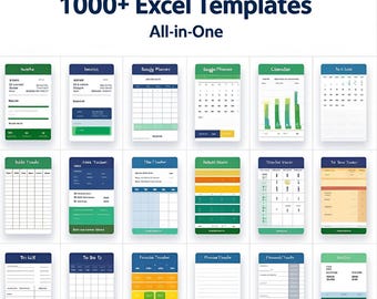 1000+ Excel Templates Bundle | Budget, Invoice, Planner, Tracker Sheets | Editable Spreadsheet for Business