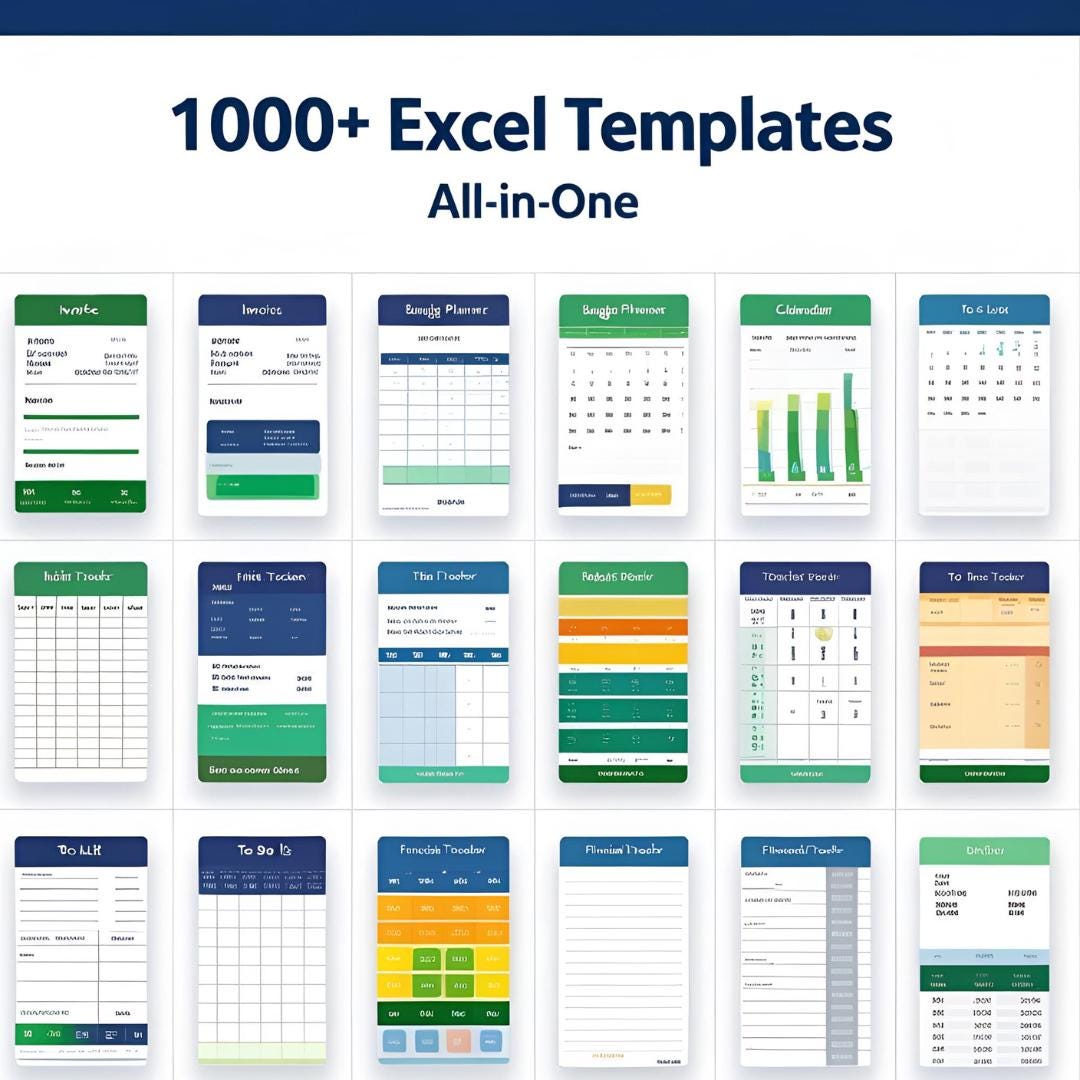 1000+ Excel Templates Bundle Budget, Invoice, Planner, Tracker Sheets