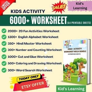6000+ Kind Activity Worksheets Mega Bundle | Printable Kids Activities | Digital Download