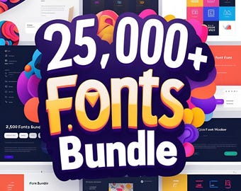 Paquete de más de 25 000 fuentes / Tipografías cursivas, de marca y logotipos (descarga digital)