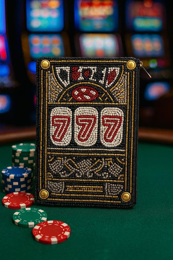 XXL Beaded Slot Machine Clutch | 5x7 Casino Purse | Vegas Girl
