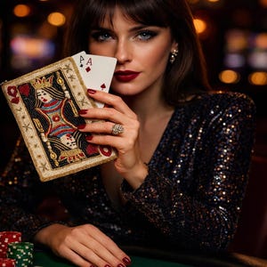 XXL Queen of Hearts Beaded Clutch – Handmade Playing Card Seed Bead Purse for Casino Night Glam, Vegas Girls Trip, or Poker Night