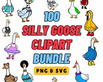 Silly Goose Clipart Bundle SVG PNG: Dress Up Porch Decor Digital Download