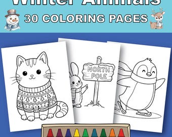 Dibujos de animales invernales para colorear para niños (PDF)