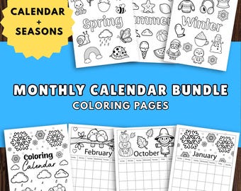 Homeschool Coloring Calendar Printable PDF: Monthly Kids Student Planner Activity