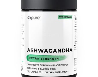 Ashwagandha Organic Herbal Supplement w/ Black Pepper - 1500mg - 120 Capsules