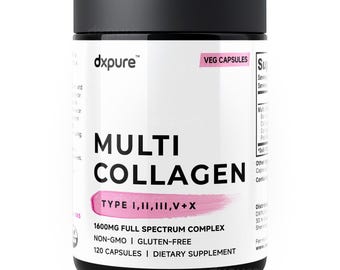 Multi Collagen Peptides Types I,II,III,V,X - 1600mg - 120 Capsules