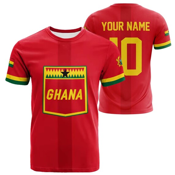Personalized Ghana Soccer Jersey Shirt, Custom Name Number Red Football Fan Tee, Ghana Team Inspired Unisex Gift For Men Women Fans