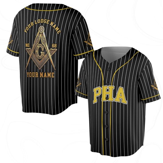 black and gold pinstripe baseball jersey