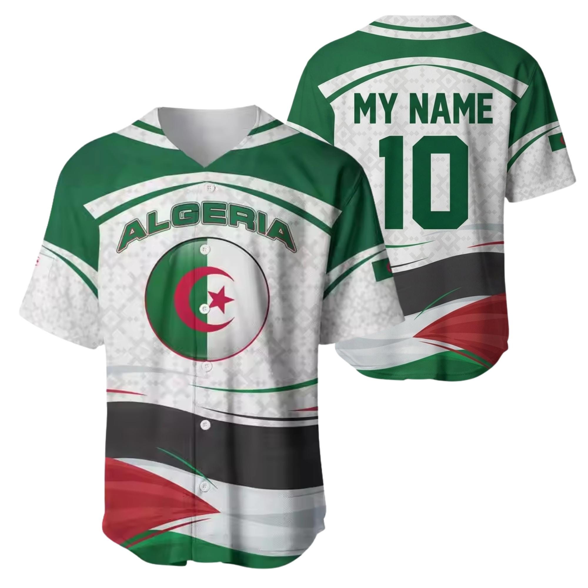 Maillot Basket Drapeau Algérie - Maillot Équipe Sportive Impression 3D Complète - Polyester Respirant