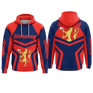 Sweat-shirt à capuche Norway imprimé 3D avec lion de Norvège, cadeau nordique pour homme