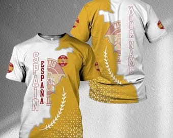 Custom Spain Madrid T Shirt with Personal Name Print, Unisex Sports Fan Jersey Tee, España Travel Souvenir Gift Top, Front Back Design