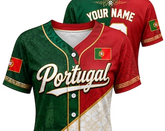 Camiseta corta de béisbol de Portugal, camiseta de aficionada al fútbol para mujer, camiseta de aficionada para el día del partido