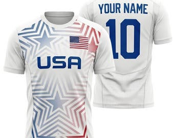 Camiseta de fútbol de EE. UU. para aficionados, camiseta patriótica de fútbol americano, atuendo para el día del partido.