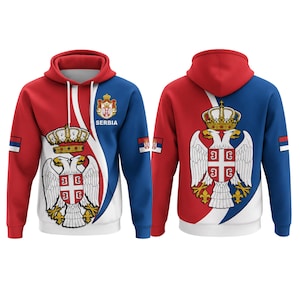Serbien Hoodie med 3D-tryck, serbisk örnflagga, personlig Balkan-gåva