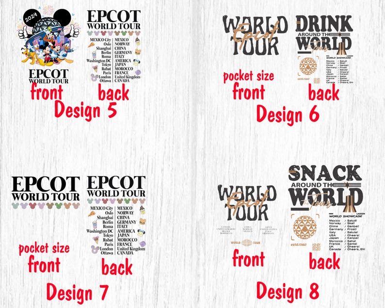 Epcot Dtf Retro, World Tour Dtf Epcot ,epcot Drink Around the World ...