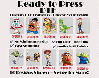 Toy Story DTF Transfer Bundle, You've Got a Friend in Me Designs, Woody Buzz Jessie Printable Transfers, Pixar Heat Press Decals