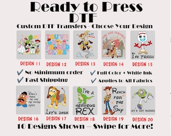 Toy Story DTF Transfer Bundle, You've Got a Friend in Me Designs, Woody Buzz Jessie Printable Transfers, Pixar Heat Press Decals