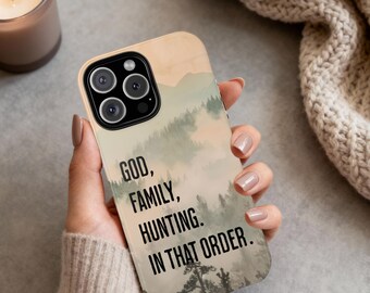God Family Hunting in That Order Fall Hunting Season Phone Case, Dad Outdoorsmen Husband Hunter Gift, Forest Phone Case iPhone Samsung Pixel