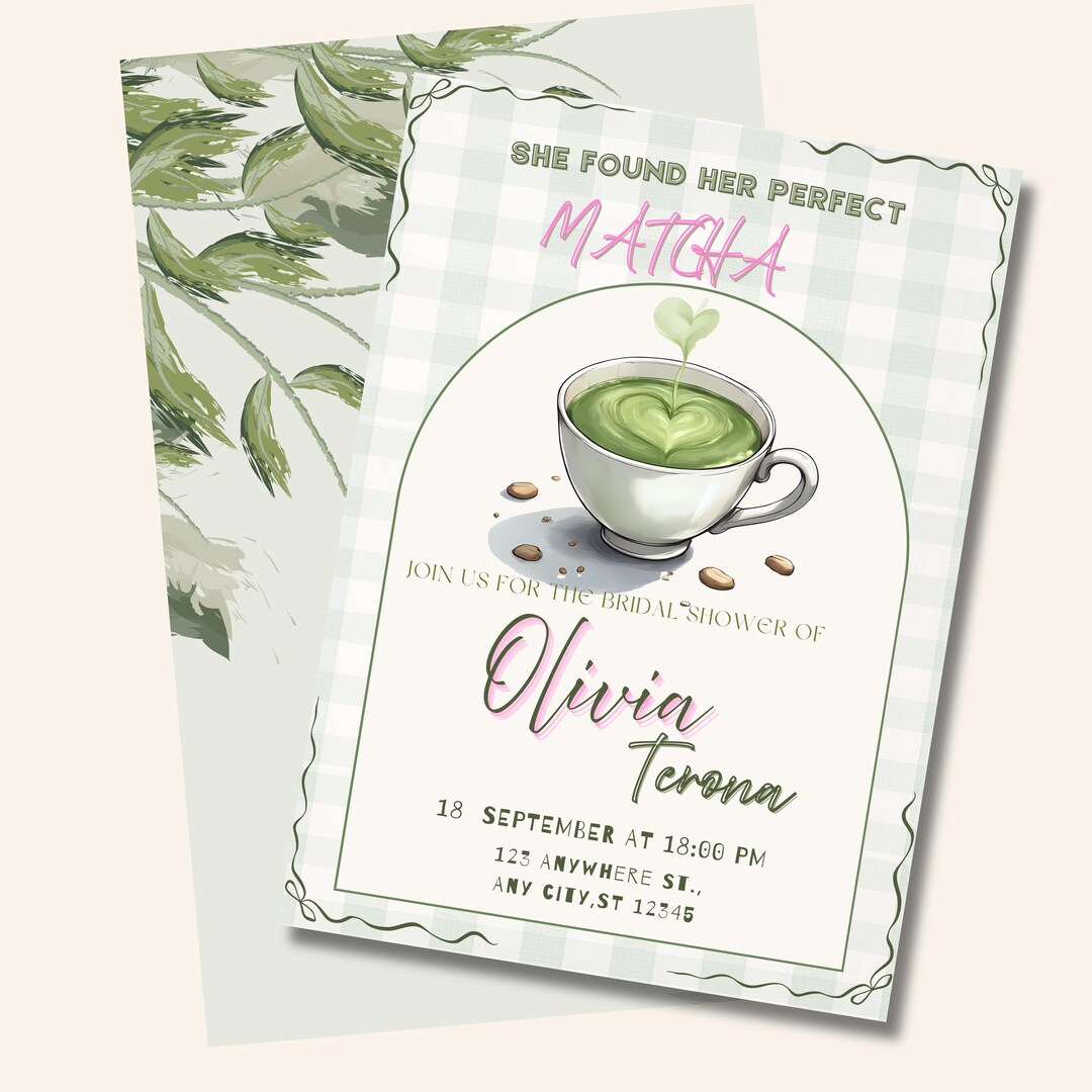 Matcha Bridal Shower Invitation Template (canva Editable) Bachelorette ...