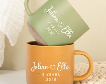Personalized Couple Pottery Mug, His and Hers Cup,Wedding or Anniversary Keepsake,Wedding Gift for Couple,Personalized Anniversary Gift