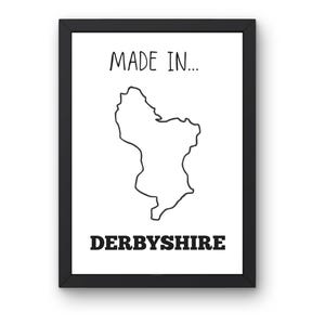 East Midlands County Outline Print | Hand‑Drawn Map A4 Art Print on 300 gsm Card | Choose Any of the 6 Counties