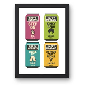 Happy Montags Bierdose Kunstdruck: Madchester Musik Poster