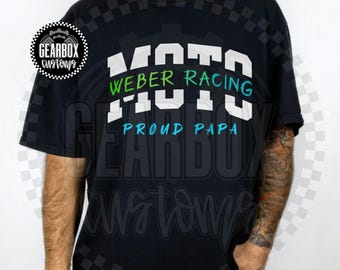 Custom Moto T-Shirt, Racing Dad, Father's Day Gift, Dirt Bike Kid, Gift for Dad, Moto Dad, Holeshot, Bonus Dad, Grandpa, Braaap, Moto Mom