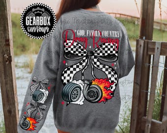 Drag Racing Sweatshirt, God Family Country, Freedom, Custom Racing Sweatshirt, Dirt Bike, Dirt Track, Moto Mama, Racing Mama