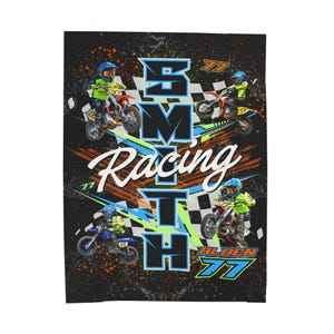 Custom Dirt Bike Motocross Blanket, One Sided Moto Blanket, Dirt Bike Gift, Dirt Bike Shirt, Custom Team Motocross, KTM, Yamaha, Braaap
