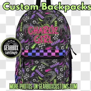 Custom Backpack, Dirt Bike Backpack, Racing Backpack, Personalized Bookbag, Moto Bag, Custom Bag, Moto Girl, Motocross Gear Bag, Moto Mom