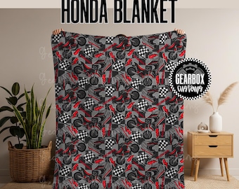 Personalized Red Dirt Bike Blanket, Motocross Racing Blanket, Dirt Bike Decor, Boys Bedroom, Racing Blanket