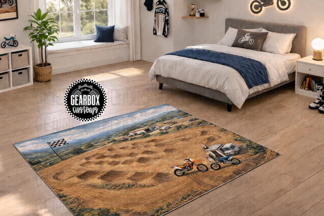 Mtb Rugs Custom Motocross Dirt Bike 4x6' Rug, Pastel Motocross Play Mat, Racing ...