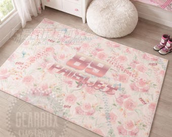 Personalized Moto Track Dirt Bike Rug, Pastel Motocross Play Mat, Dirt Bike Track Mat, Moto Mom, Braaap Like a Girl, Checkered Bedroom