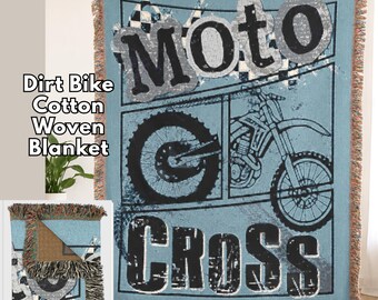 Motocross Dirt Bike Woven Blanket, Custom Blanket, Home Decor, Racing Decor, Racing Family, Moto Mom, Moto Dad, Dirt Bike Decor, Gift