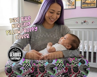 Dirt Bike Moto Bop Nursing Pillow Cover, Moto Baby, Dirt Bike Baby, Racing Nursery, Checkered Bop Pillow Cover, Dirt Bike Nursery, Moto Mom