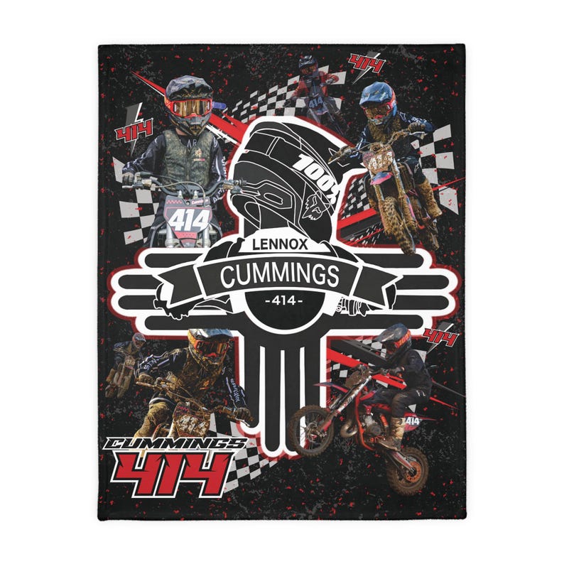 Custom 2-Sided Motocross Blanket, Racing Blanket, Checkered Fleece Blanket, Wearable Blanket, Dirt Bike Gear, Moto Mom, Moto Dad, Racing image 4