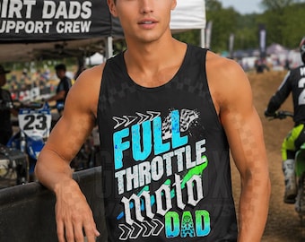 Moto papa-tank, mouwloos shirt vader crossmotor, shirt moto papa, volgas, Vaderdagcadeau, racecadeau vader, geruit