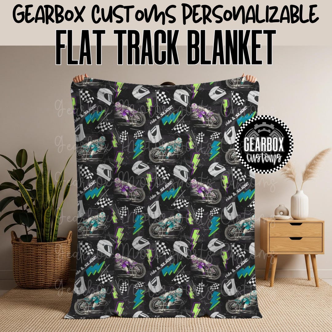 Personalized Flat Track Racing Blanket, American Racing, Oval Track ...