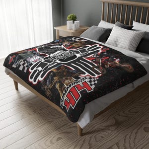 Custom 2-Sided Motocross Blanket, Racing Blanket, Checkered Fleece Blanket, Wearable Blanket, Dirt Bike Gear, Moto Mom, Moto Dad, Racing image 3