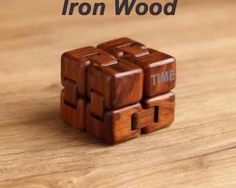 Cubo infinito de madera antiestrés, juguete antiestrés personalizado, hecho a mano, ecológico y sensorial. Ideal para personas con autismo, viajes y como regalo.