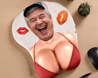 Personalized Photo Funny 3D Mouse Pad with Hilarious Face Print, Novelty Wrist Rest Mousepad for Gamers Office, Funny Office Gift