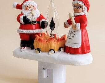 Decoración navideña para fiestas: Lámpara de noche navideña hecha a mano con figura de Papá Noel, luz nocturna festiva para la habitación de los niños, accesorio de luz de pared navideño