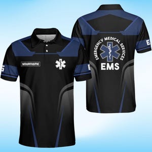 Custom EMS Polo Shirt – Emergency Medical Services Uniform | Personalized Name EMT First Responder Shirt