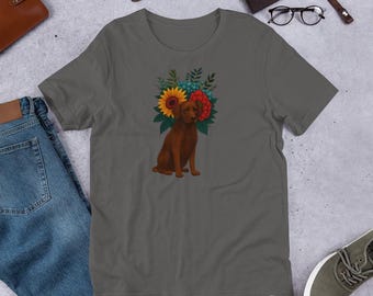 Chocolate Lab Floral T-Shirt | Labrador Retriever Dog Lover Tee | Bella Canvas Unisex Shirt