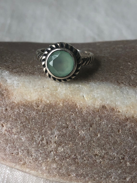 Sterling Silver Ring with Light Green Stone